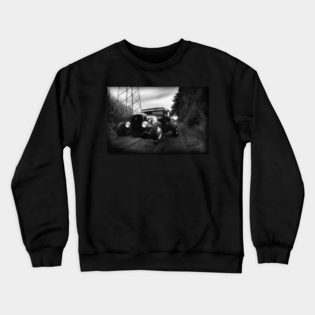 1929 Ford Model A, Hot Rod, black white Crewneck Sweatshirt by hottehue